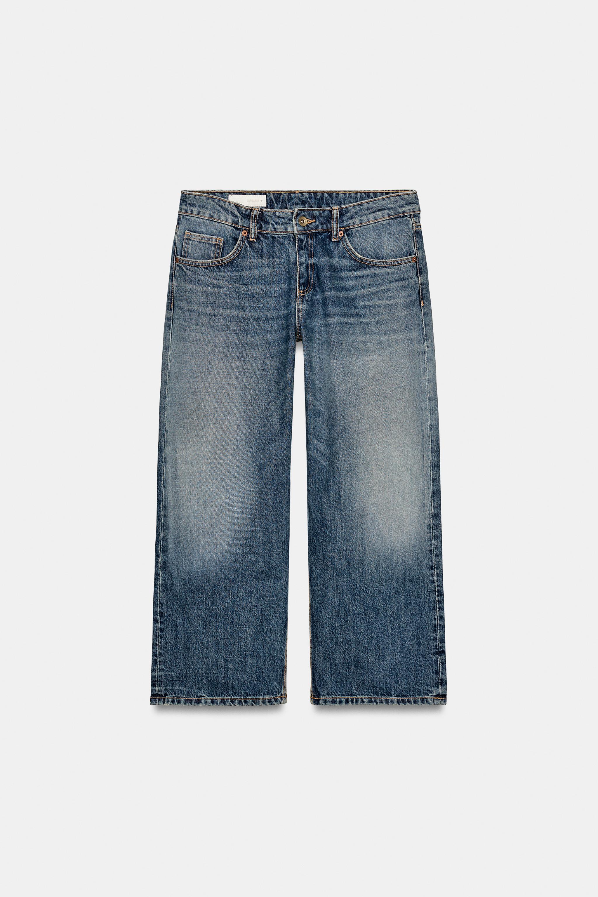 TRF LOW RISE CROPPED WIDE LEG JEANS